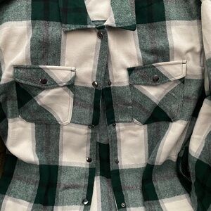 Green and White Plaid Men's Shirt